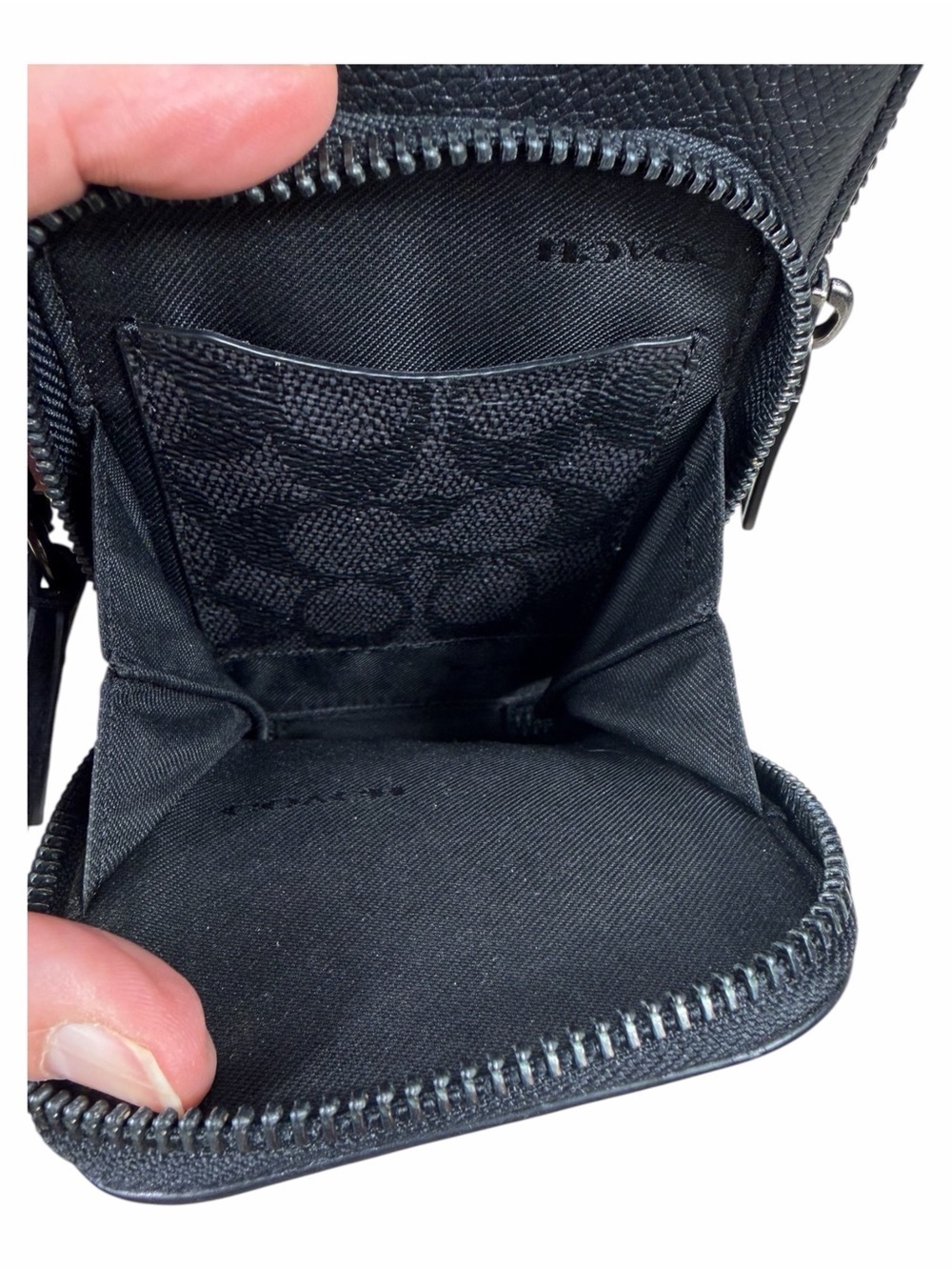 Coach Travel Phone Crossbody Pebbled Black Leather Crossbody Bag Structured - Picture 9 of 10